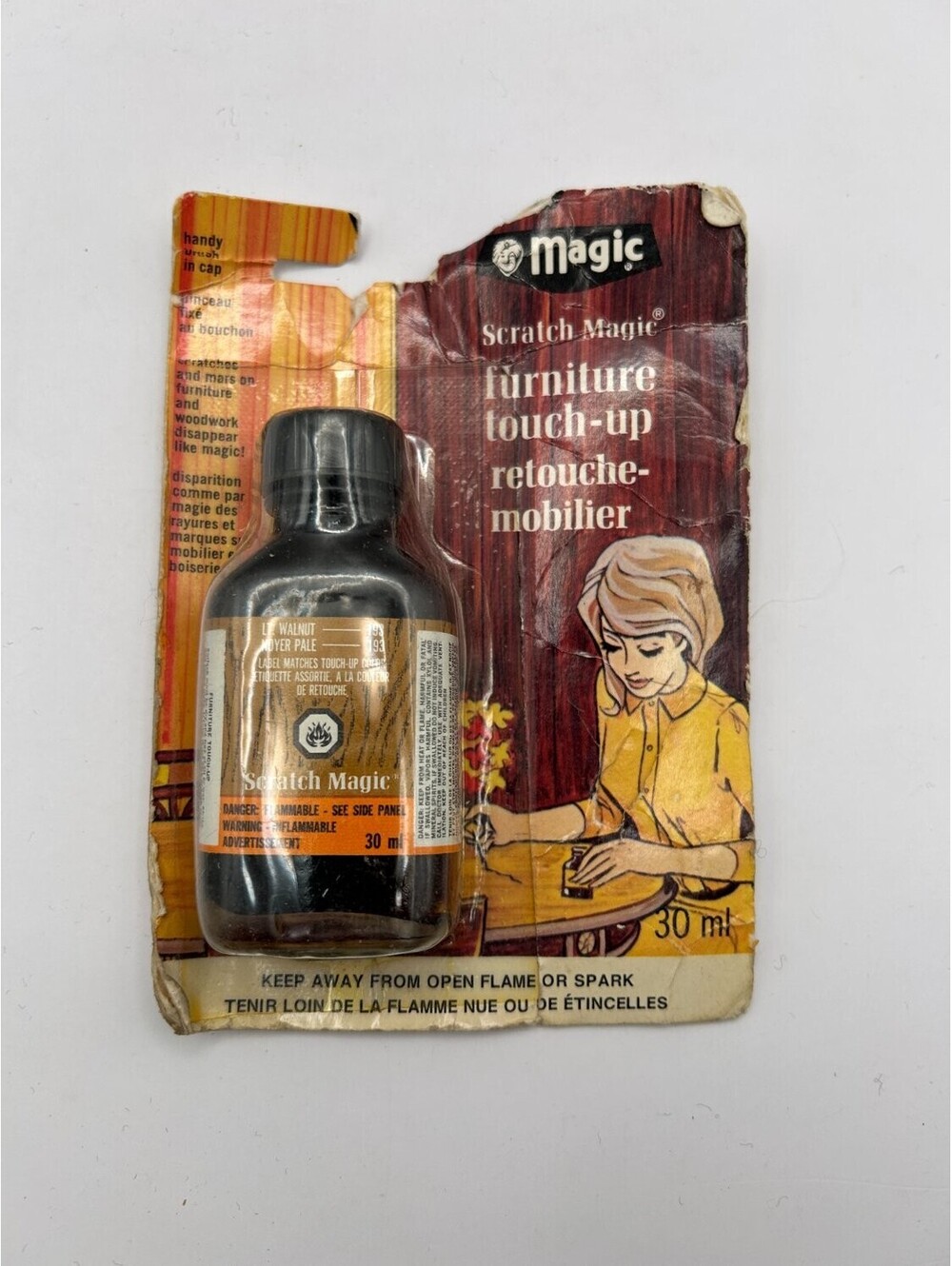 Magic Scratch Furniture Touch-Up Fluid 30ml Light Walnut Sealed NOS